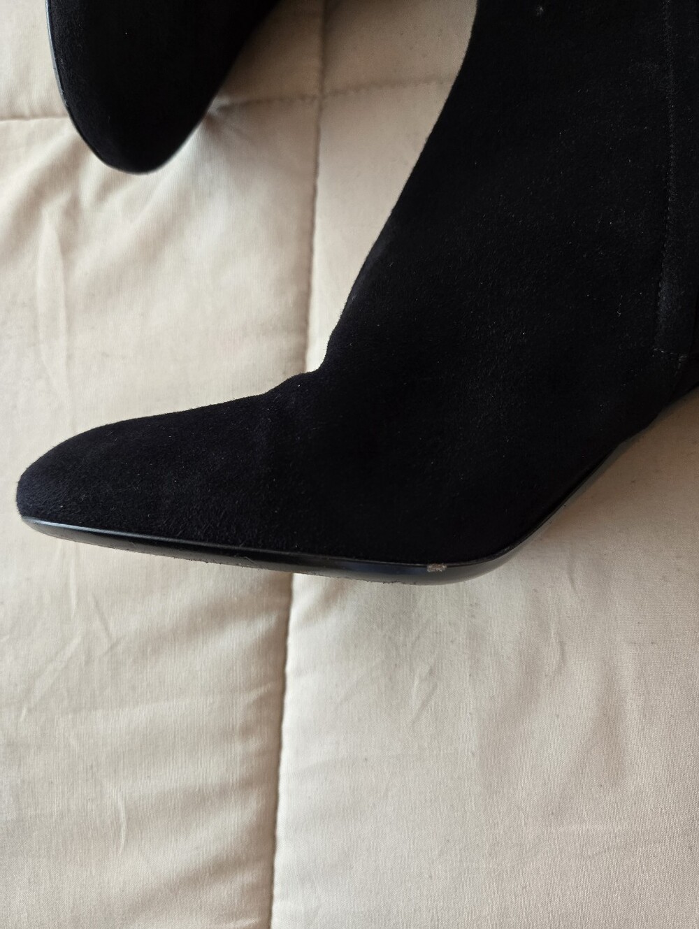 Saint Laurent Black Suede Lou 95 Almond-toe Block Heel Ankle Boots 38 1/2 US 8.5 - Picture 7 of 13